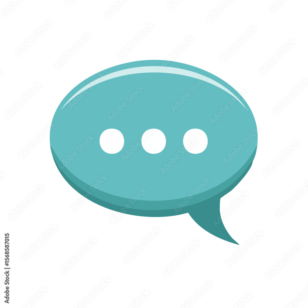 Aufkleber turquoise speech bubble icon with dots implying thinking or typing on a black background communicati