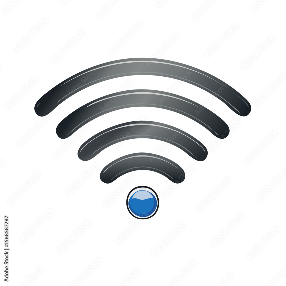 Poster glossy wifi signal symbol isolated on black background radio wave icon connectivity concept technolo