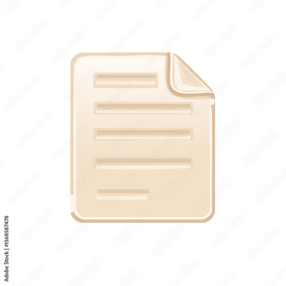 Poster single isolated cartoon paper document filled with text for note taking tasks