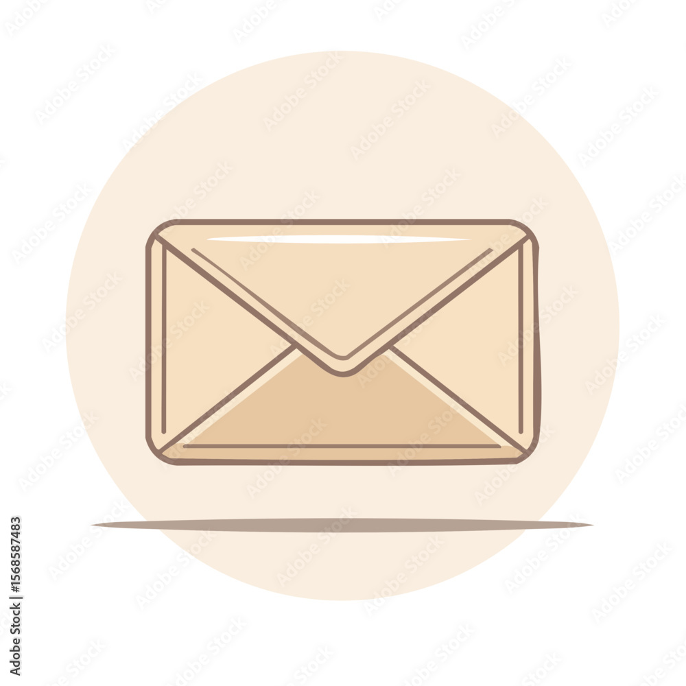 Poster envelope graphic with circle shape notification symbol for communication and mail delivery digital i