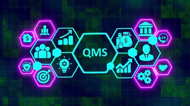 Quality management system business and industrial technology concept. QMS. Quality Assurance and Certification  . Business Process and Management System Concept