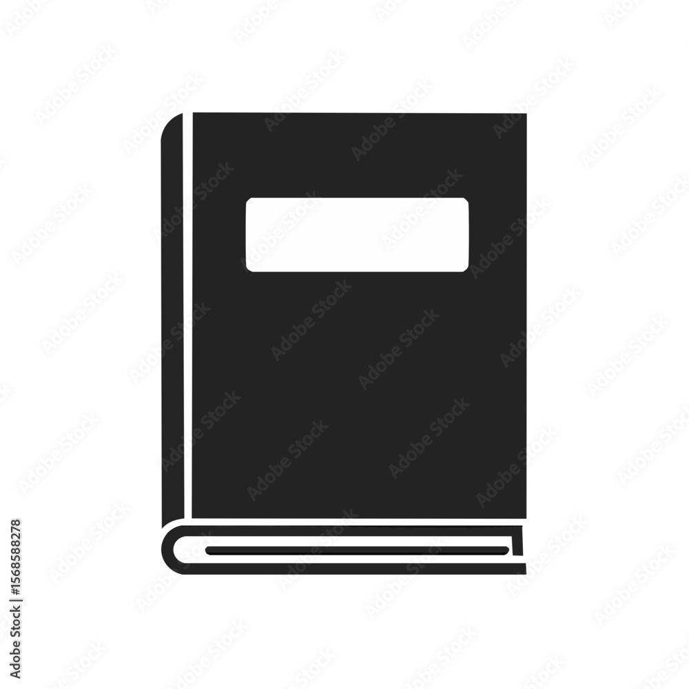 Poster Closed Black Book with Label for Title Design Classic Learning Knowledge and Reading