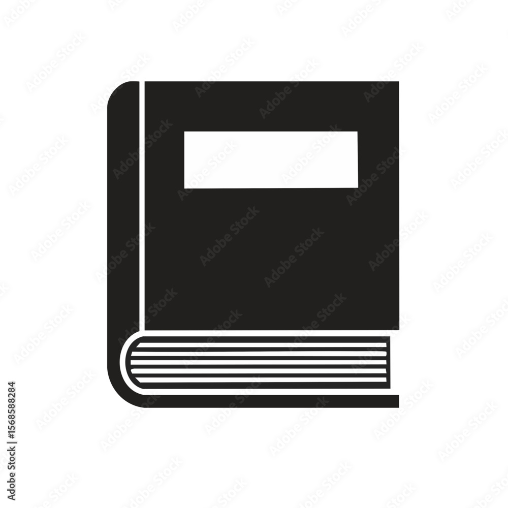 Fototapete a dark book with a white label for custom text or graphic design over black background depicts learn