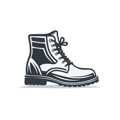 Stylized work boot illustration with laces and textured sole suitable for outdoor work or labor jobs in gray and white