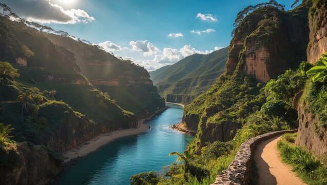 Amazing View On Barranco de Guayadeque During Sunny Day