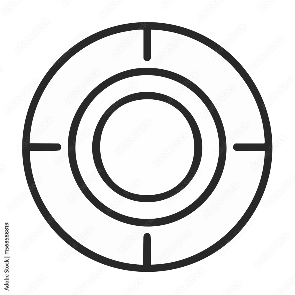 Poster target symbol with circular concentric design for precision aiming and accuracy conceptual art