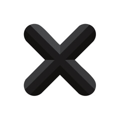 Obraz premium Abstract Dark Gray Cross Symbol Graphic on Black Background with Shadow Detail