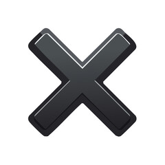 Fototapeta premium Elegant Gray Cross Icon with Subtle Glossy Edge on Black Background for Negative Concepts
