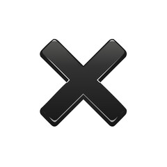 Obraz premium A Shiny Gray X Mark on a Plain Black Background Design Symbol