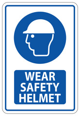 Safety Sign Indicating Requirement to Wear Safety Helmet for Construction Workers and Site Visitors
