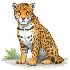 Obraz premium Watercolor Illustration of a Majestic Jaguar