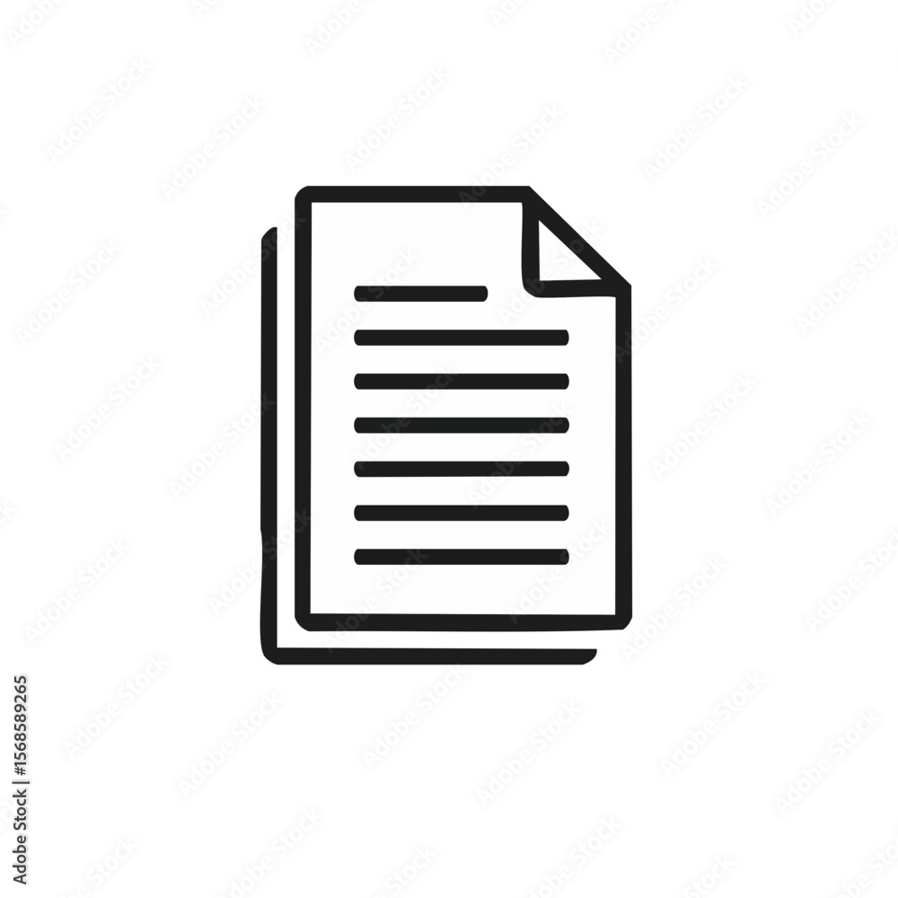 Aufkleber document stack icon: graphic symbol of paper sheets with text on black background