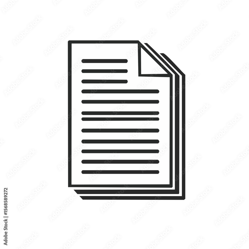 Aufkleber stack of white paper documents with lines on black background, filing system