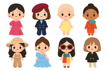 Fashion diversity in cute characters vector illustration for cards and posters