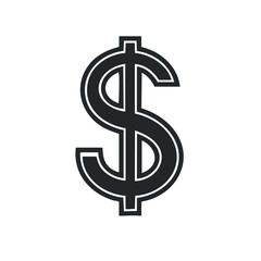 Obraz premium Isolated Dollar Symbol on Black Background, Financial Sign Outline, Currency Icon Design