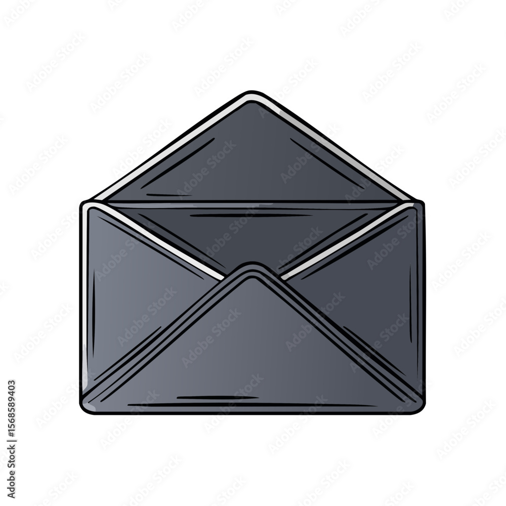 Poster stylized opened envelope with comic book line art for digital communication or delivering messages a
