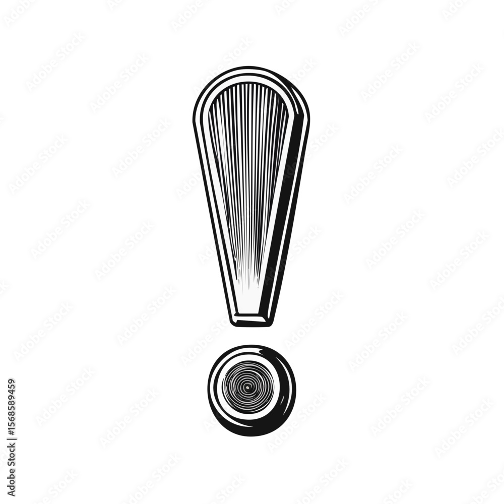 Aufkleber engraved exclamation mark on black background warning graphic announcement attention indicator alert