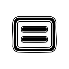 Equal sign within a rounded rectangle in monochrome. Mathematical concept and representation of equation in minimalist style