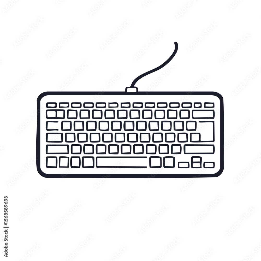 Poster line art drawing of a keyboard on black background minimalist illustration of computer hardware for 