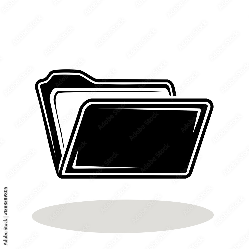 Aufkleber stylized file folder vector icon in white outline data storage and organization concept