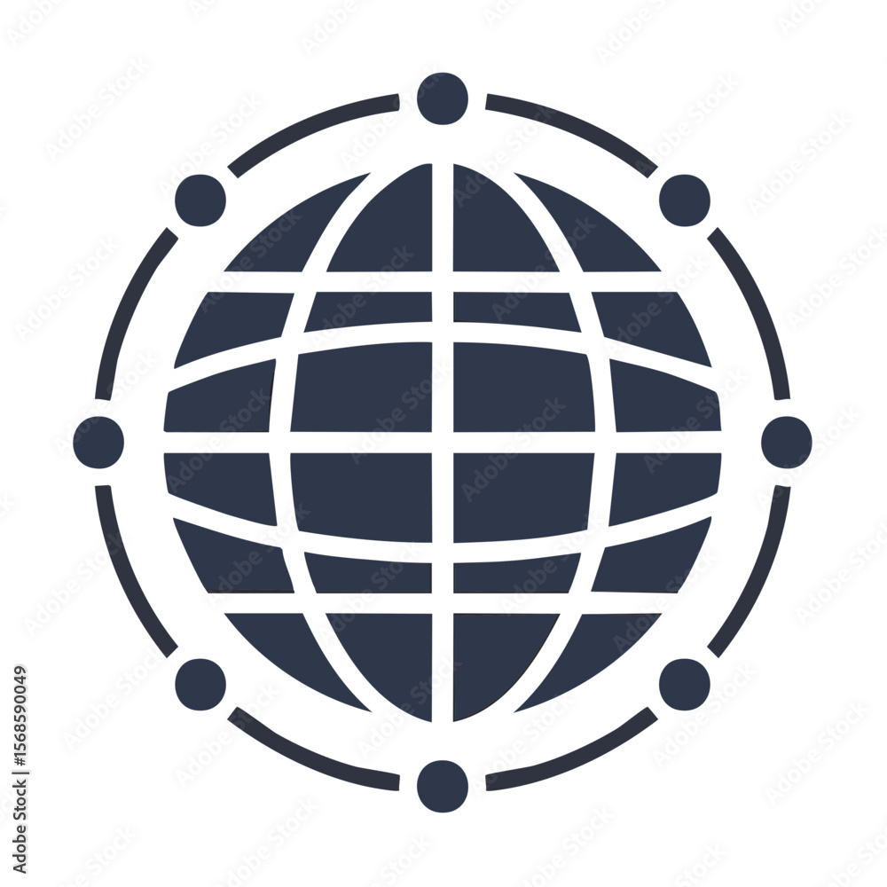Poster global network connecting points around the world globe symbol flat design style