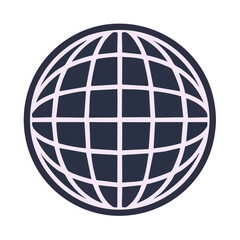 Abstract Globe with Grid Lines in Light Purple Isolated on Black Background Simple Modern Design