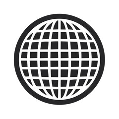 White Globe Icon Design on Black Background Representation of Global Interconnectivity