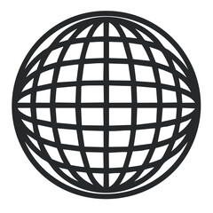 Minimalist Global Sphere Illustration on Black Background Depicting Global Connectivity and Worldwide Business