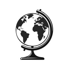 World Globe Education Geography Symbol on Black Background for Global Learning