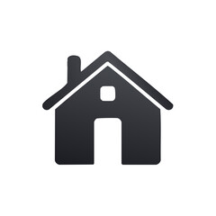 Simple dark gray house icon on a black background for design elements and symbols