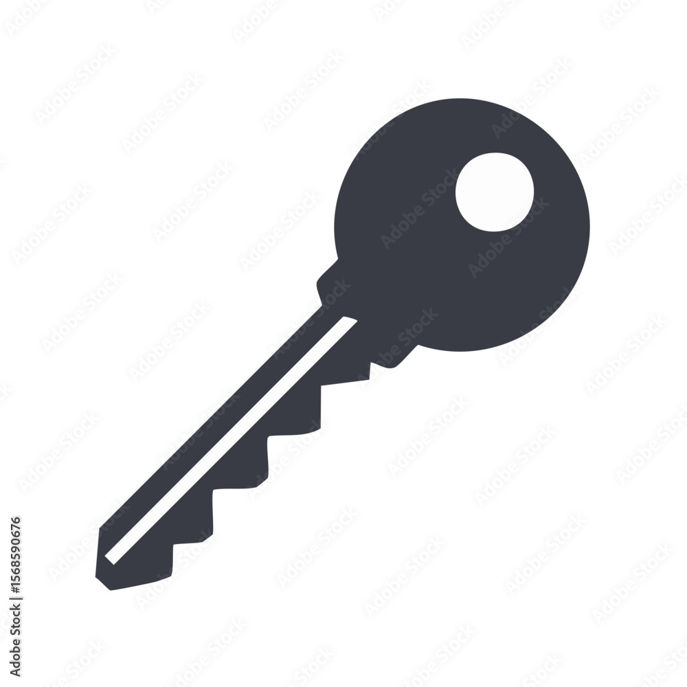Poster simple key icon on black background minimalist design for security and access illustrations lock or 