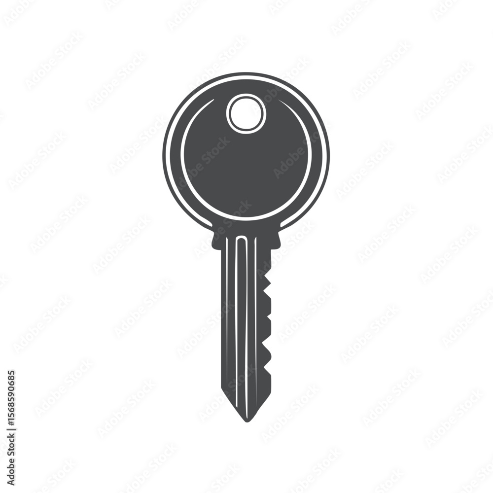 Poster illustration of a key on black background simple lock and security design access unlock confidential
