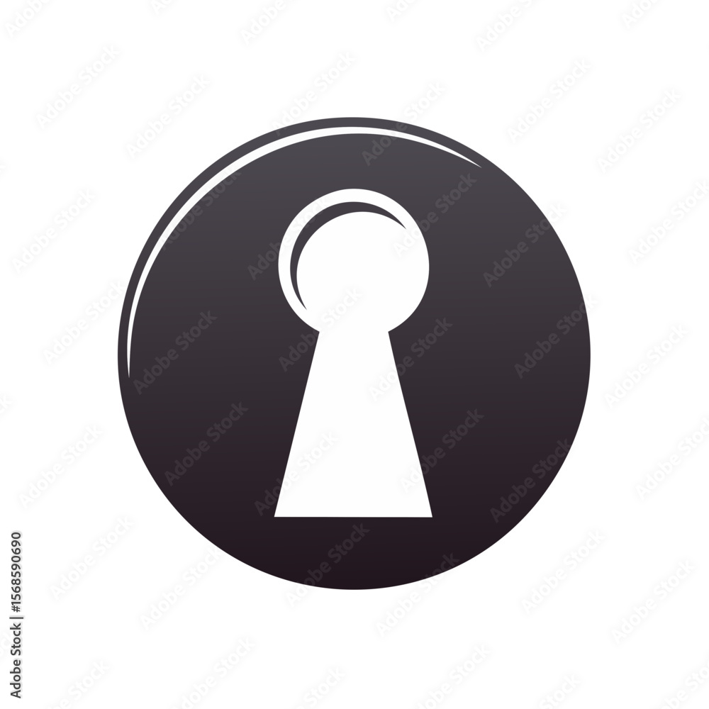 Poster keyhole graphic with dark background and rounded edge signifying security and access to unlock oppor