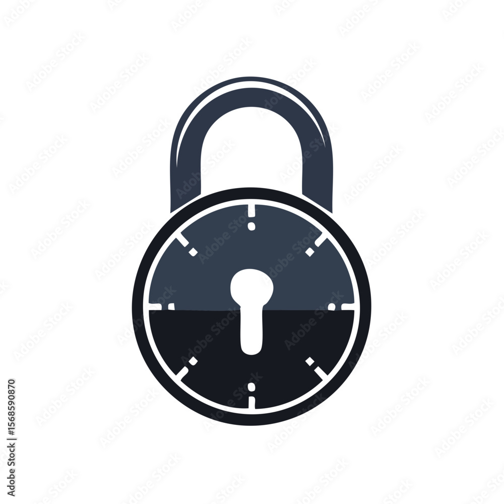 Poster security protection lock illustration symbolizing safety and access control in a modern design again