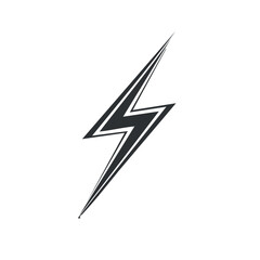 Striking isolated gray lightning bolt on black backdrop electricity energy concept power icon abstract graphic digital design