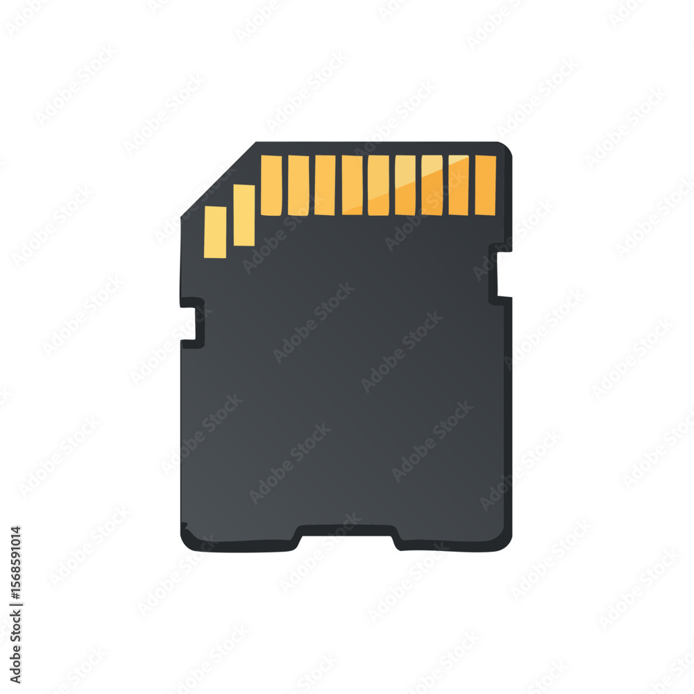 Poster single micro sd card graphic illustration for data storage and memory capacity against a black backg