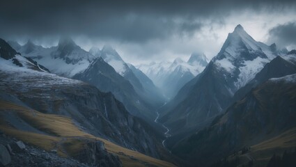 Fototapeta premium Travel In The Mountains with Empty Copy Space For Text