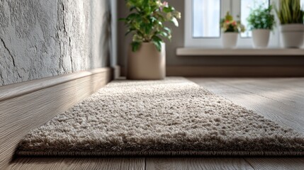 Luxurious Beige Carpet Runner in Modern Interior