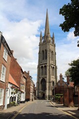 Westgate, Louth, Lincolnshire, looking east towards St James' Church.