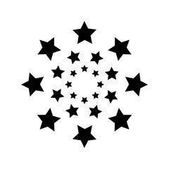 Concentric circles with star borders isolated on white background. Prize, success or award print. Starry rings emblem template. Vector graphic illustration.