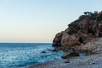 playa paradisíaca cala del moraig turismo españa verano 2025  Cala del Moraig, a paradise beach, is a Spanish tourist destination, summer 2025
