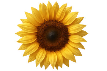 Fototapeta premium Close-up of a sunflower blooming, displaying vibrant yellow petals and a dark seed-filled center on a transparent background