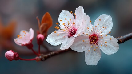 Delicate Spring Blossoms: A Close-Up of Cherry Blossoms