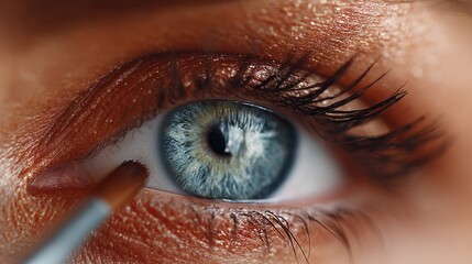 Close-up of a Blue Eye with Makeup Application