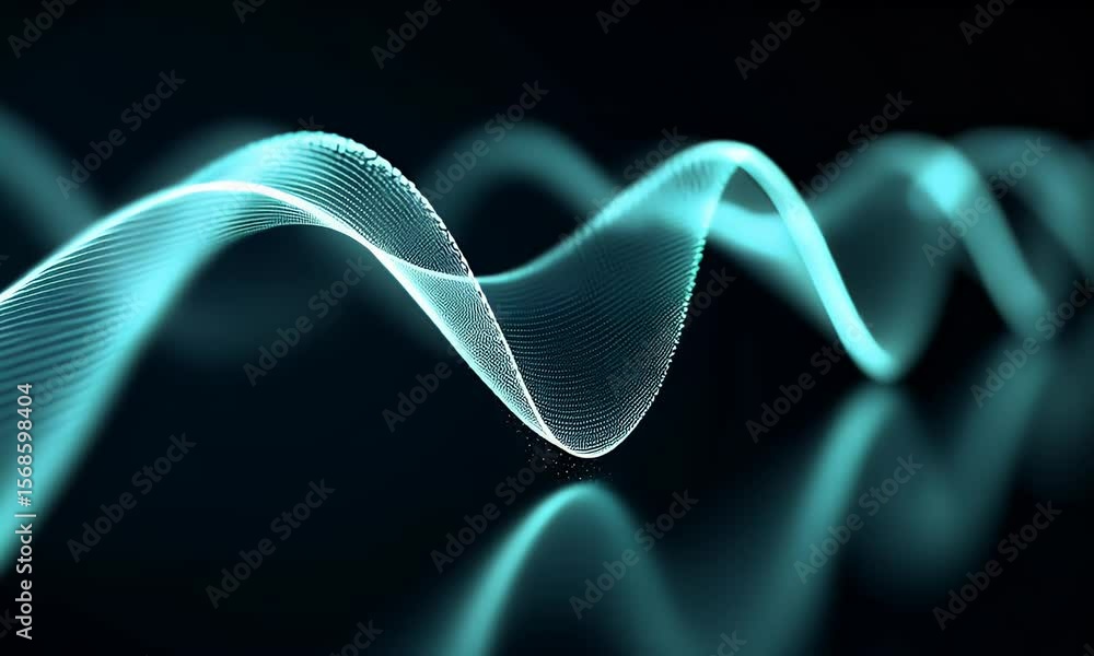 Wall mural abstract teal wave particle flow motion background