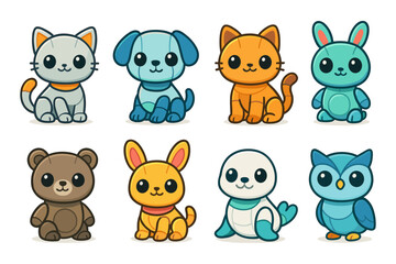 Obraz premium Cute animal characters vector illustration for kids in flat style