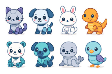 Cute animal characters vector illustration for kids' design in flat style