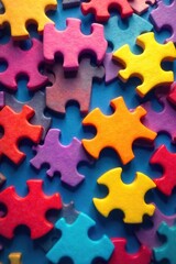 Colorful Scattered Puzzle Pieces A Vibrant Image Illustrating Unity, Diversity, and Creativity ? Perfect for Websites, Blogs, and Presentations