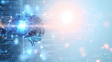 Obraz premium Digital Mind: A conceptual image of a glowing brain, illuminated by digital connections, symbolizing the power of the human mind and the fusion of technology and intellect.