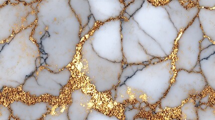 Seamless White Marble Texture with Luxurious, Intricate Gold Veins
